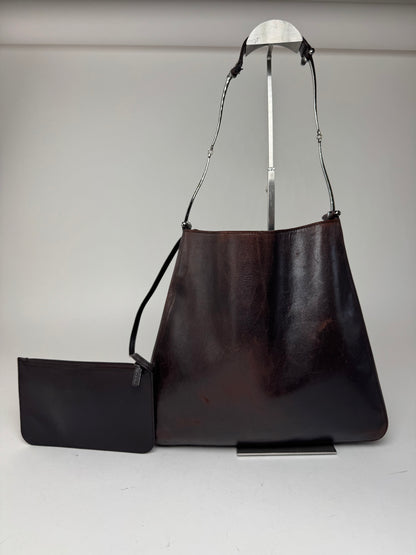 Sac fourre-tout seau vintage en cuir Gucci marron