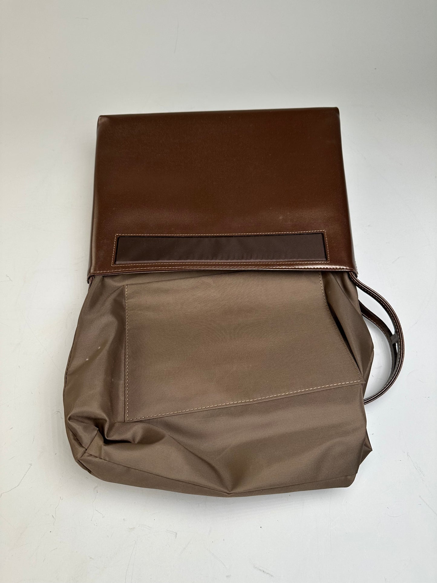 Vintage Givenchy Smooth Leather Shoulder Bag Brown Silver