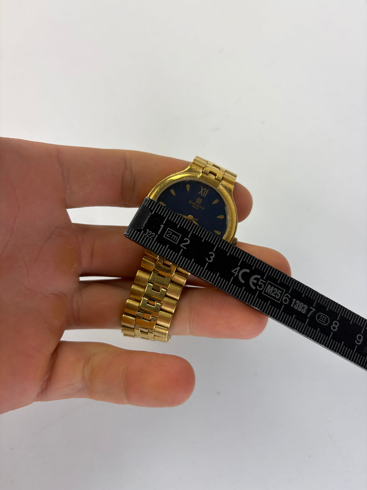 Vintage Givenchy 4G Logo Quartz Bracelet Watch c. Late 1980s Gold Blue