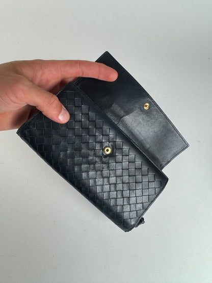 Vintage Bottega Veneta Intrecciato leather wallet black