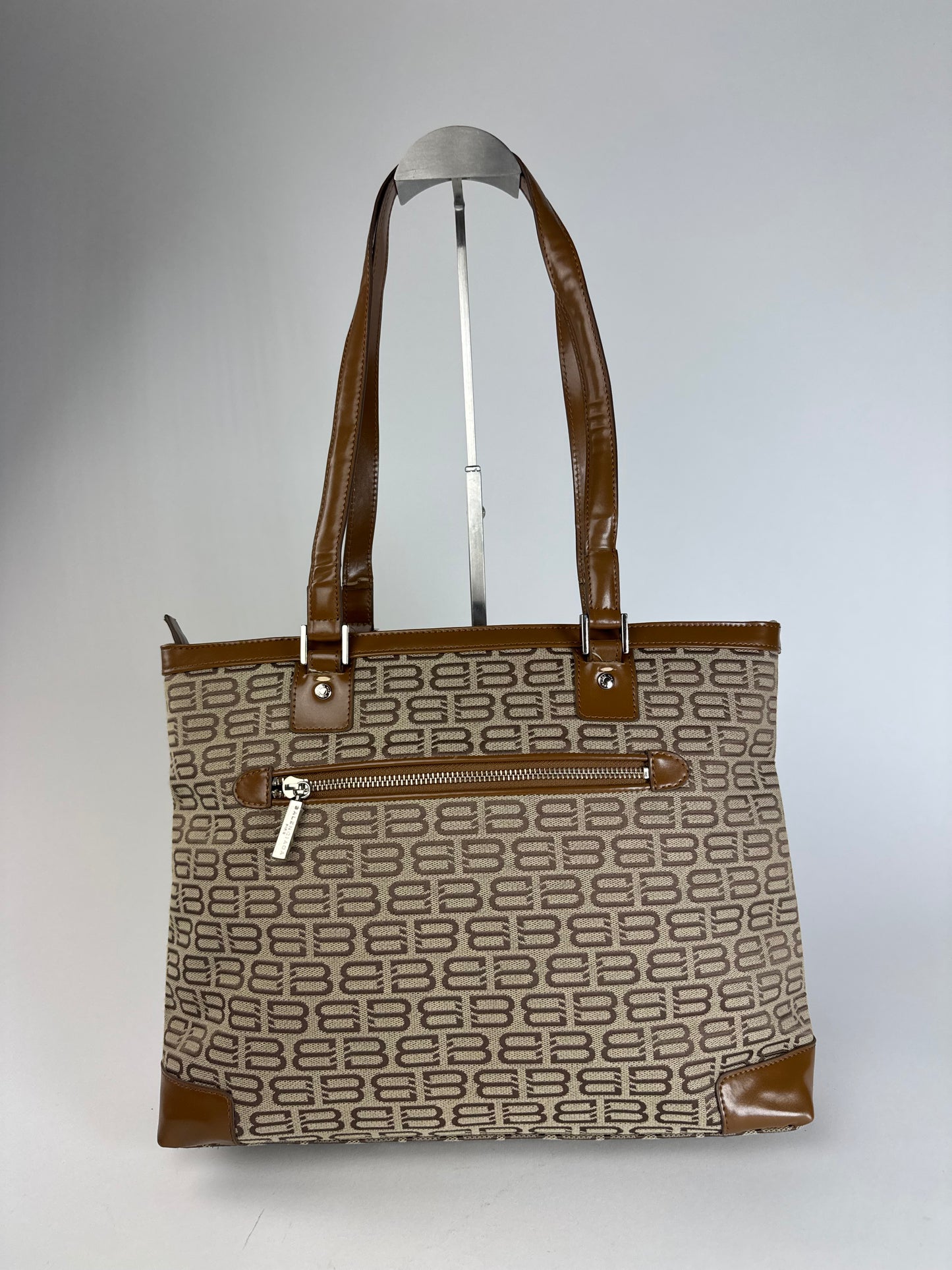 Vintage Balenciaga Monogram Handbag Beige Brown