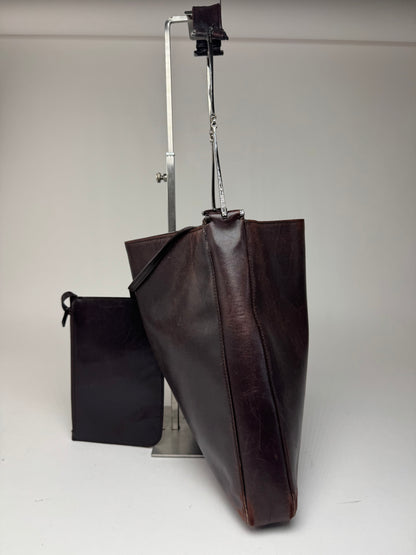 Sac fourre-tout seau vintage en cuir Gucci marron