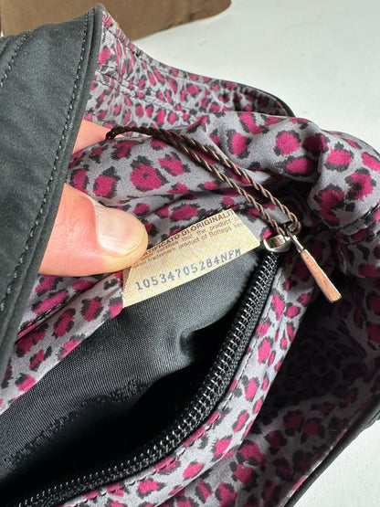 Vintage Bottega Veneta Reversible Nylon Hobo Bag Leopard Pink Black