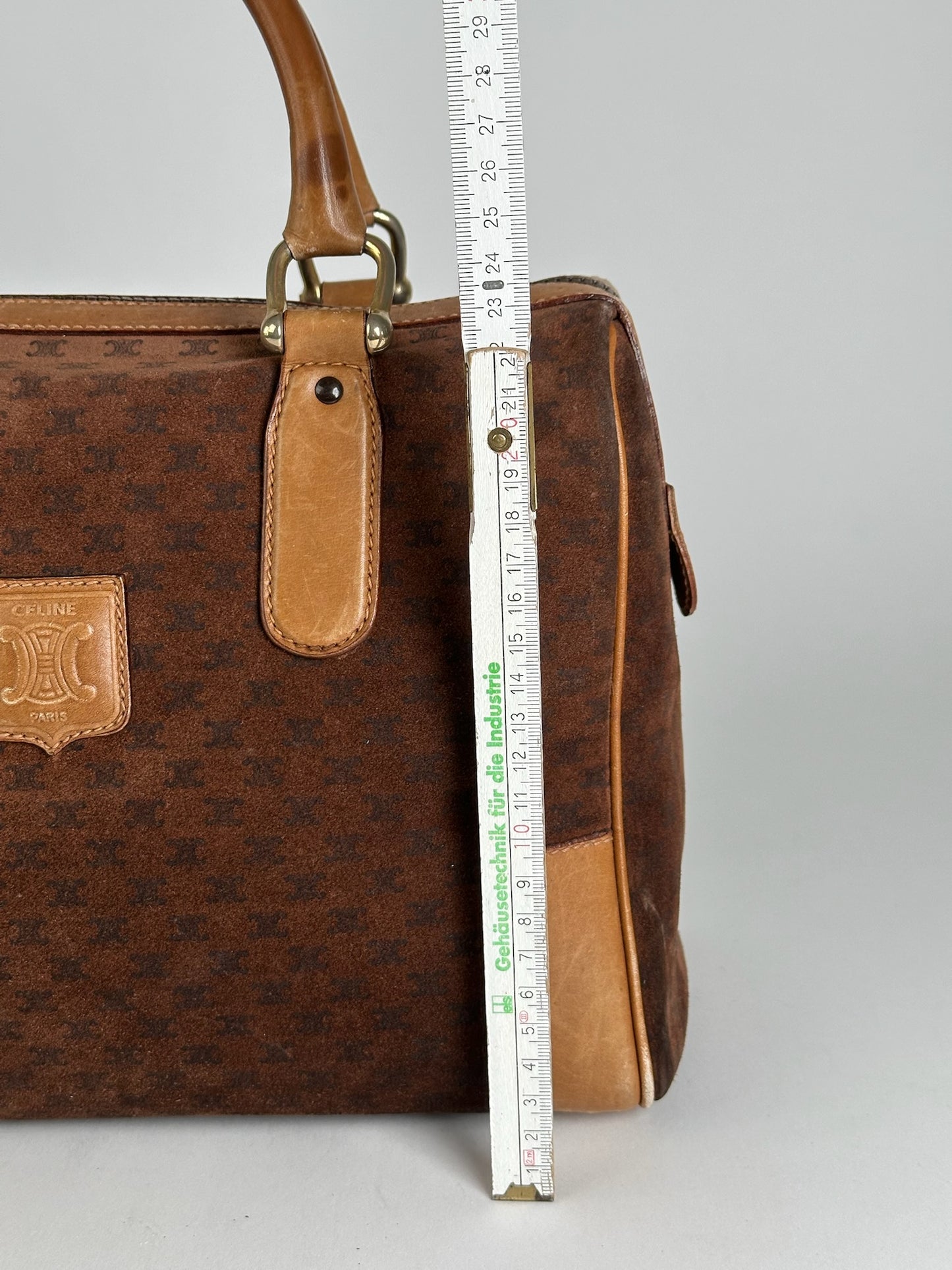 Vintage Celine Paris Suede leather Monogram Bag brown
