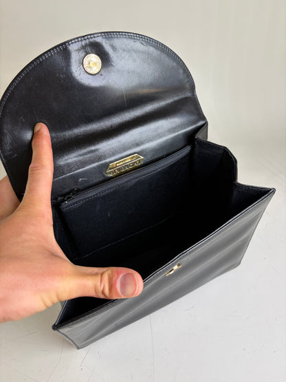 Vintage Givenchy Structured Leather Bag Black Gold