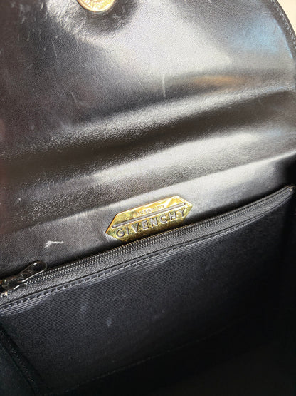 Vintage Givenchy Structured Leather Bag Black Gold