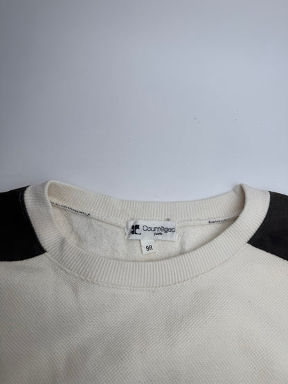 Vintage Courreges Wool Leather Sweater Beige Brown M