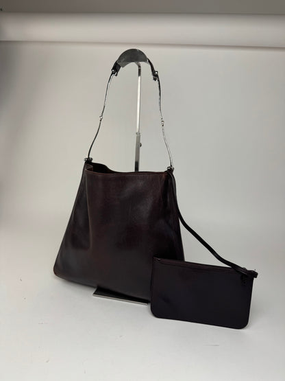 Sac fourre-tout seau vintage en cuir Gucci marron