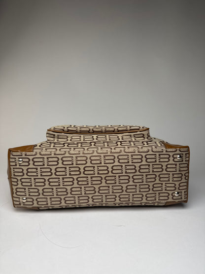 Vintage Balenciaga Monogram Handbag Beige Brown