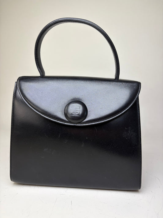 Vintage Givenchy Structured Leather Bag Black Gold