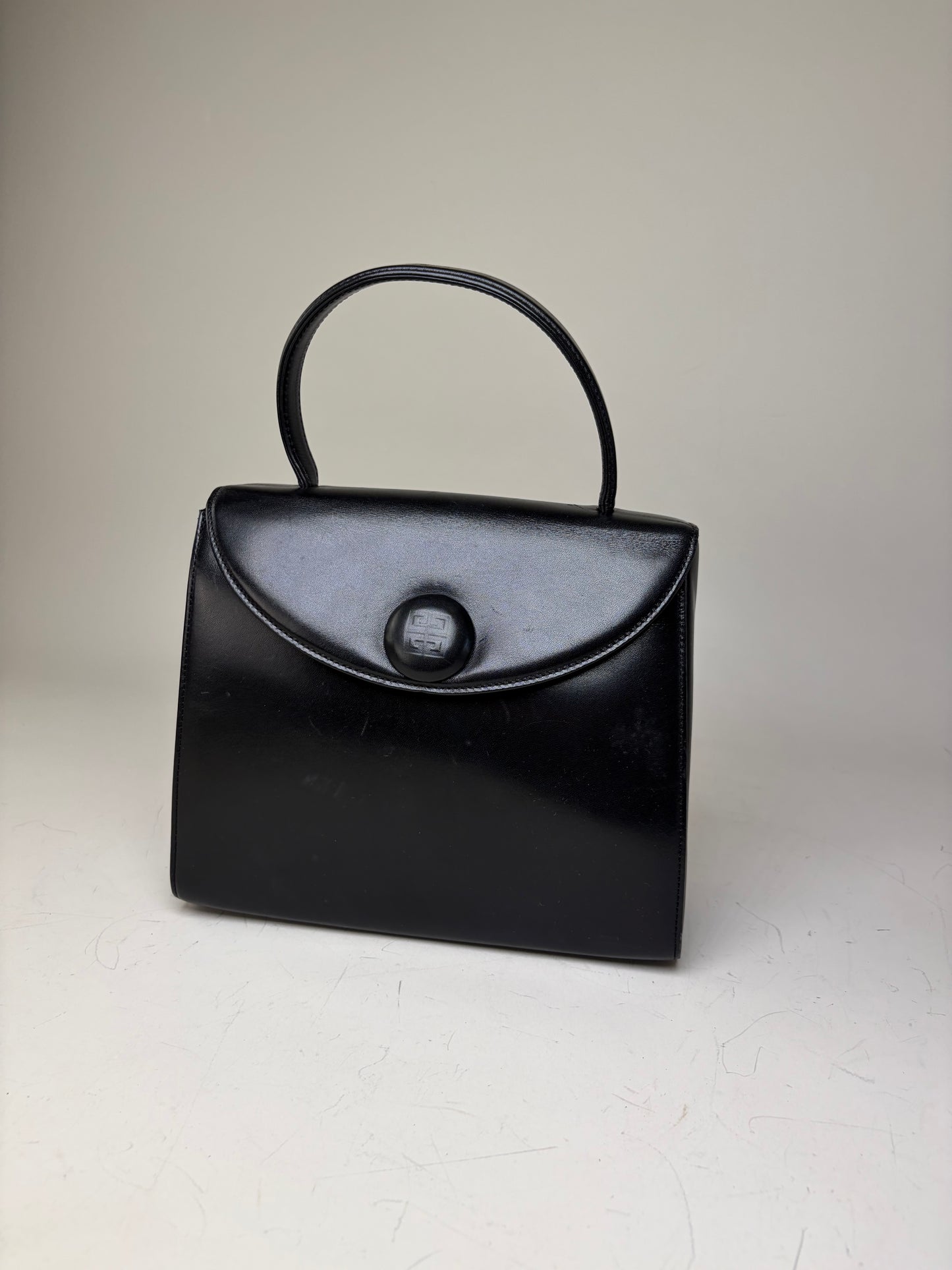 Vintage Givenchy Structured Leather Bag Black Gold