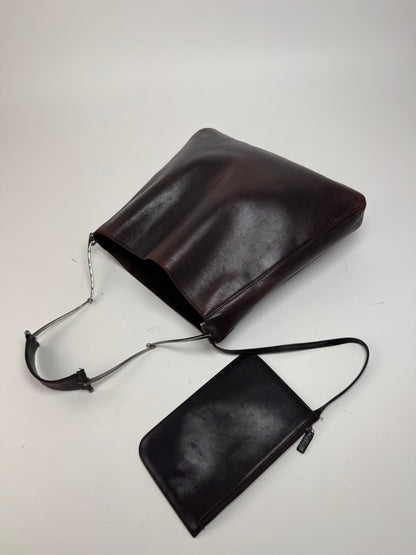 Sac fourre-tout seau vintage en cuir Gucci marron