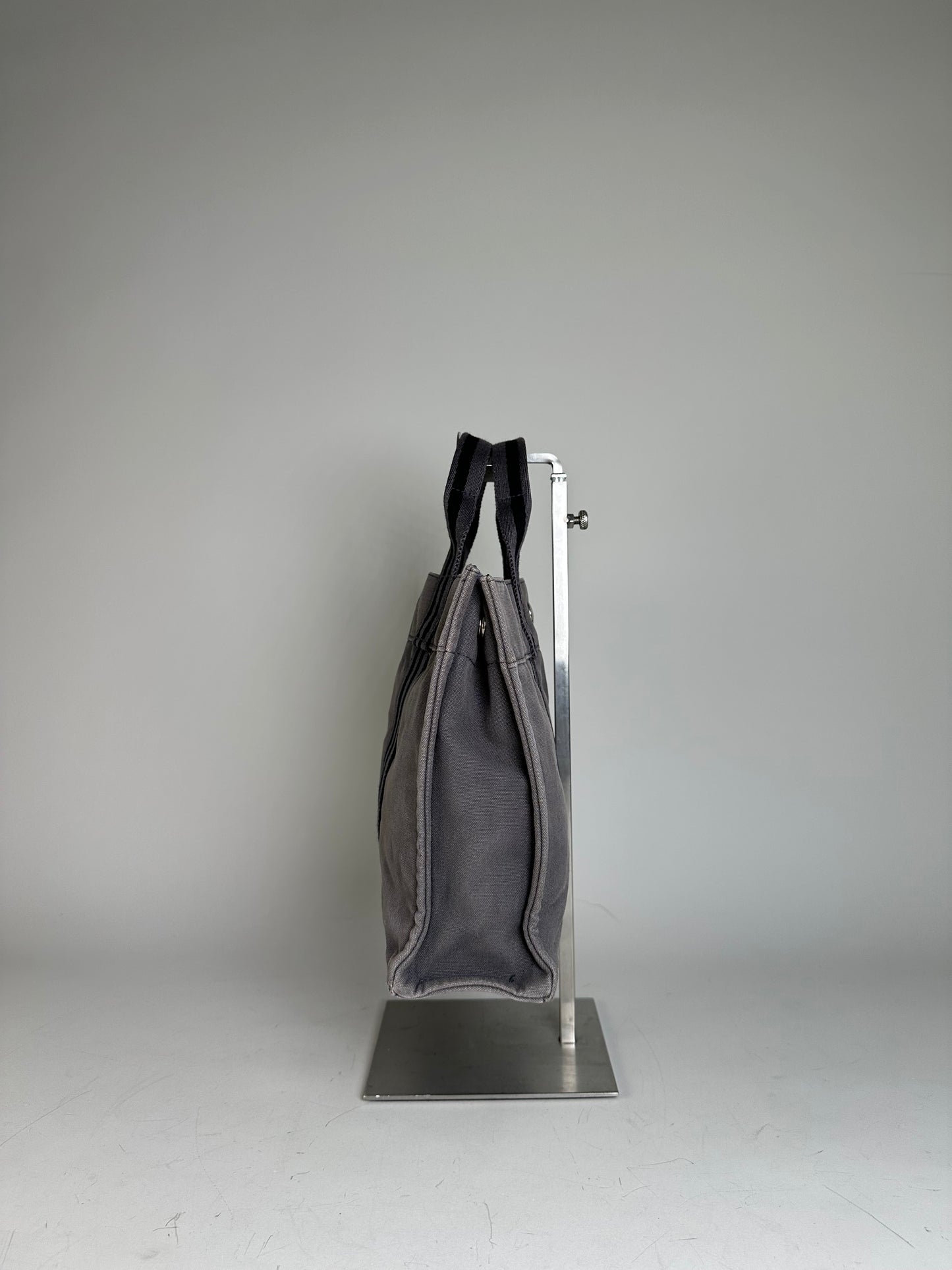 Vintage Hermes Cotton Canvas Tote Grey Silver