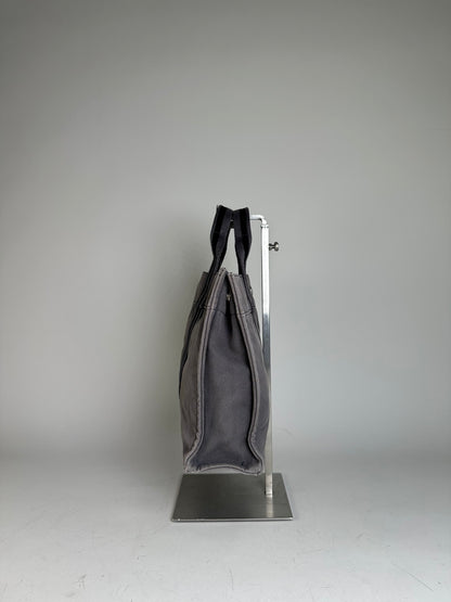 Vintage Hermes Cotton Canvas Tote Grey Silver