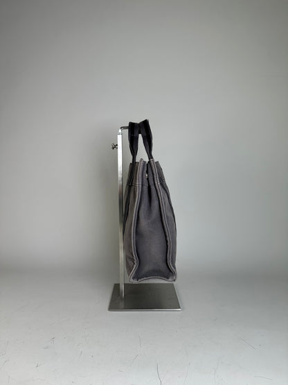 Vintage Hermes Cotton Canvas Tote Grey Silver