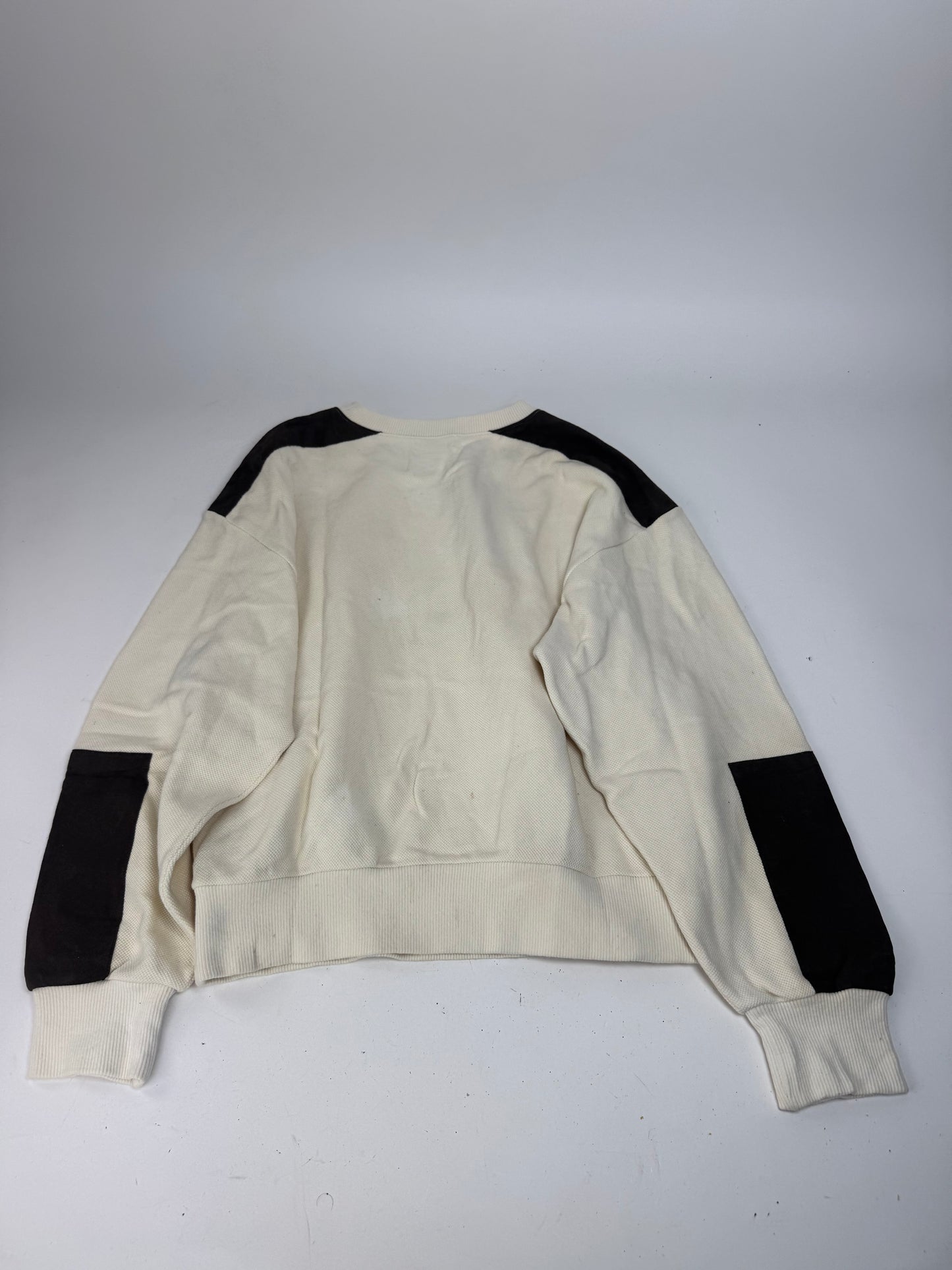 Vintage Courreges Wool Leather Sweater Beige Brown M