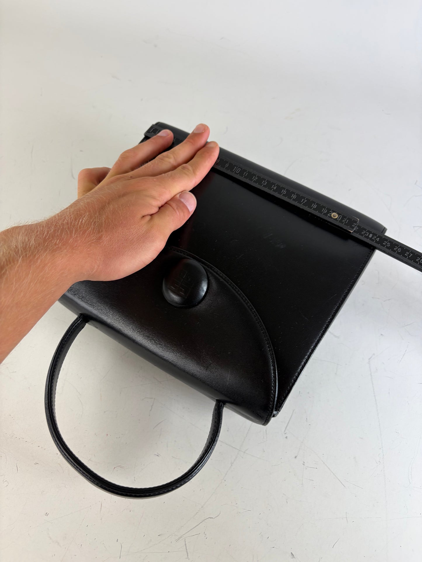 Vintage Givenchy Structured Leather Bag Black Gold