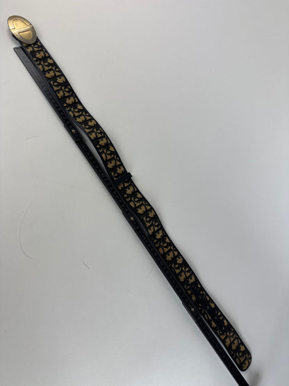 Vintage Dior Oblique Monogram Belt Beige Navy