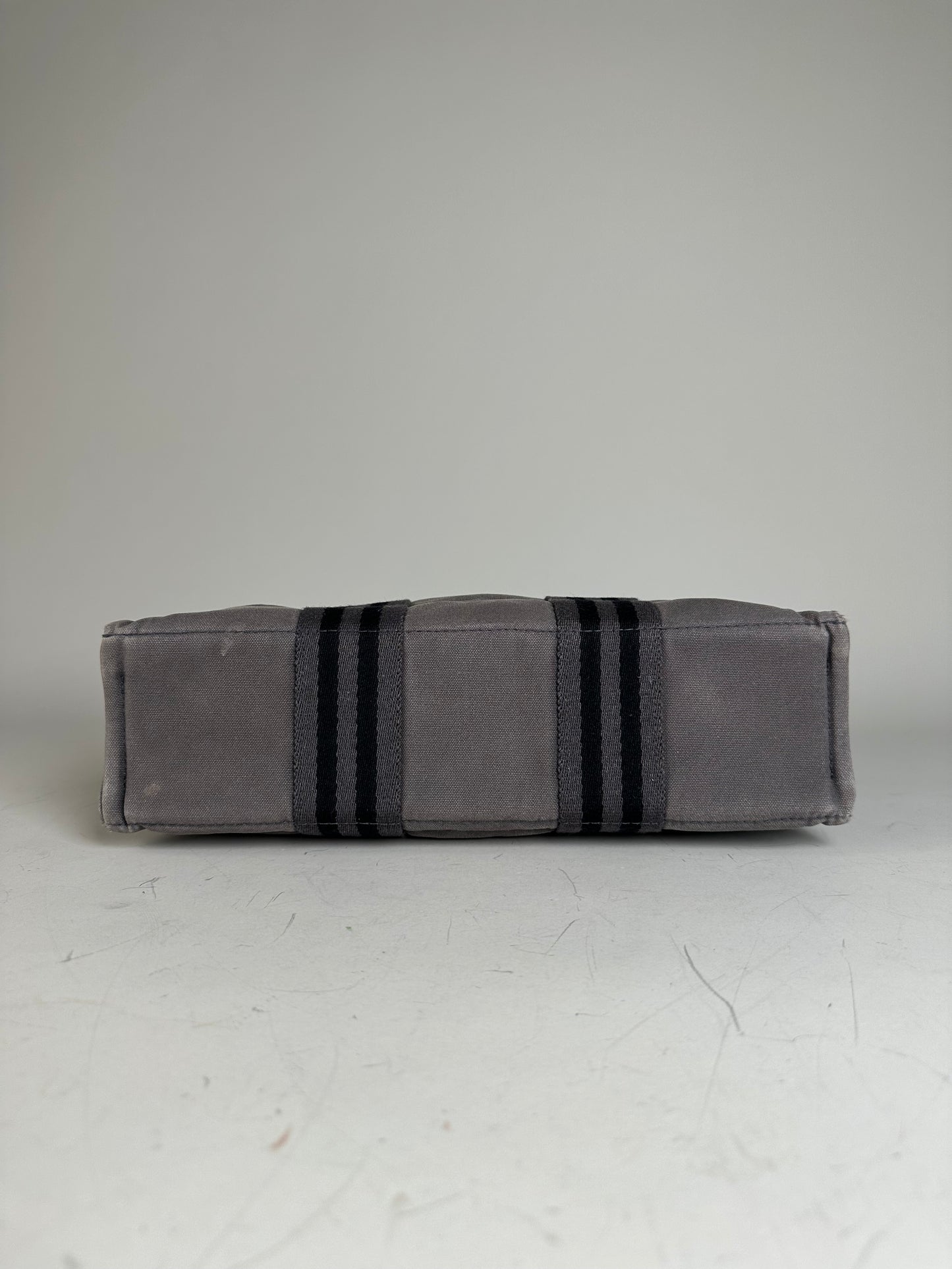 Vintage Hermes Cotton Canvas Tote Grey Silver