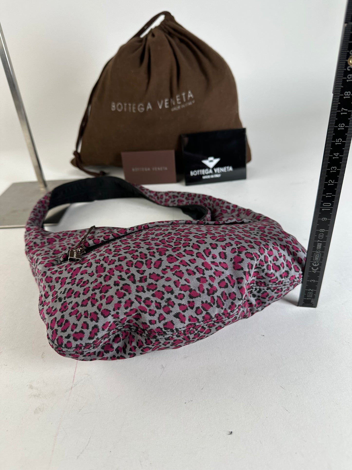Vintage Bottega Veneta Reversible Nylon Hobo Bag Leopard Pink Black