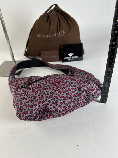 Vintage Bottega Veneta Reversible Nylon Hobo Bag Leopard Pink Black