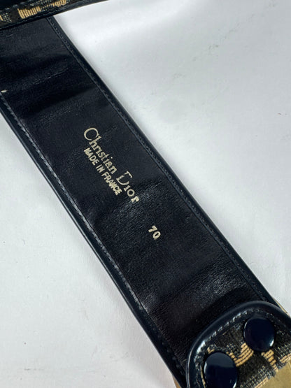 Vintage Dior Oblique Monogram Belt Beige Navy