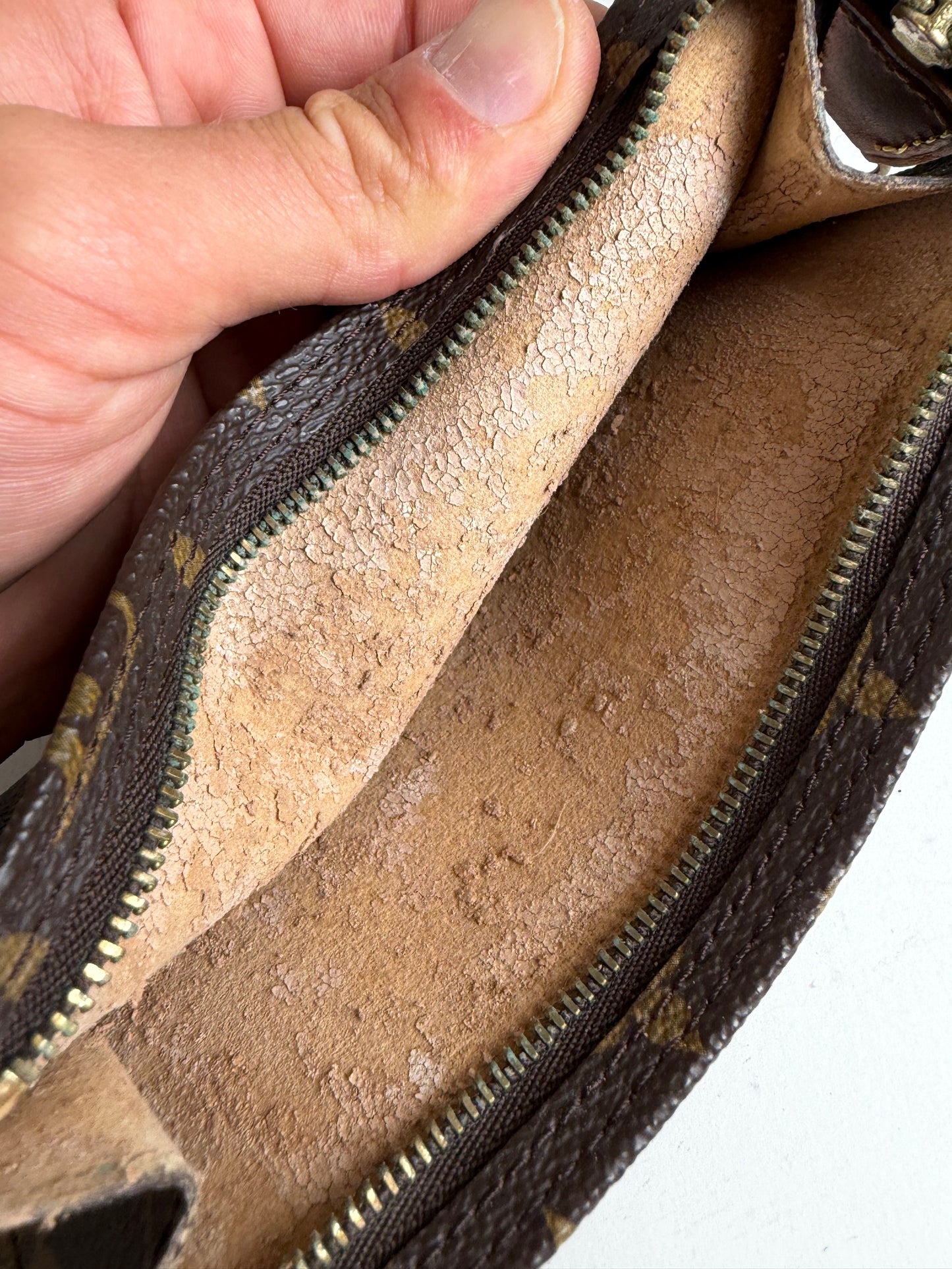 Vintage Louis Vuitton Monogram Canvas Pouch Brown Gold