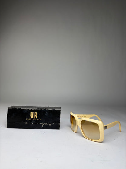 Vintage Givenchy 4G Logo Oversized Sunglasses c. Late 1970s Ivory
