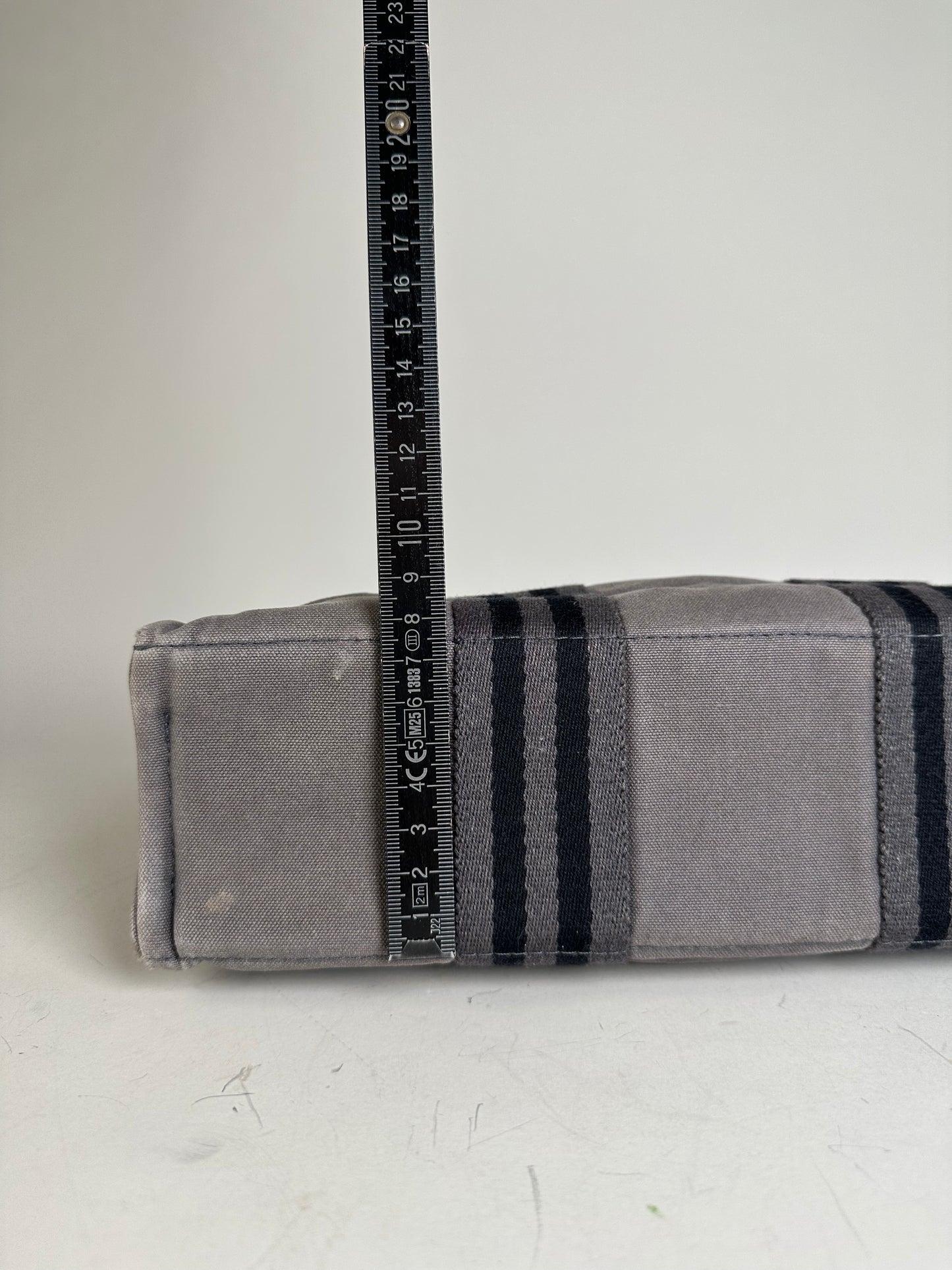 Vintage Hermes Cotton Canvas Tote Grey Silver