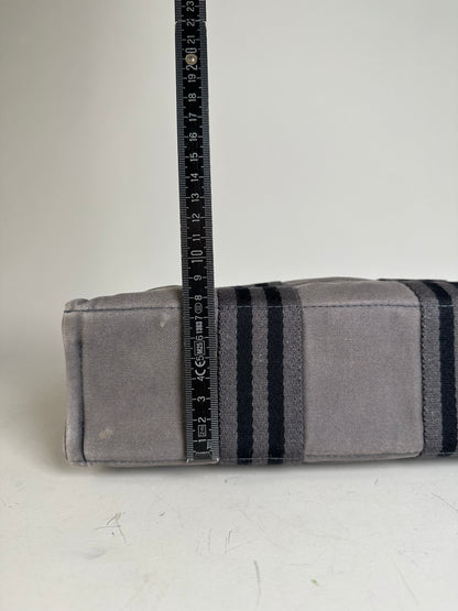 Vintage Hermes Cotton Canvas Tote Grey Silver