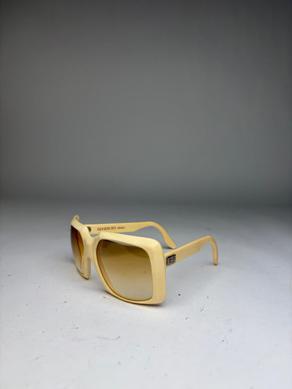 Vintage Givenchy 4G Logo Oversized Sunglasses c. Late 1970s Ivory