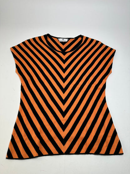 Vintage Givenchy Chevron Striped Sleeveless Top Orange Black M