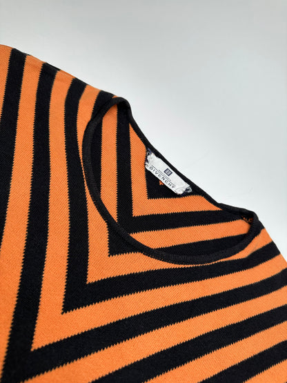 Vintage Givenchy Chevron Striped Sleeveless Top Orange Black M