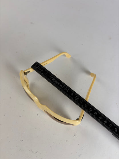 Vintage Givenchy 4G Logo Oversized Sunglasses c. Late 1970s Ivory