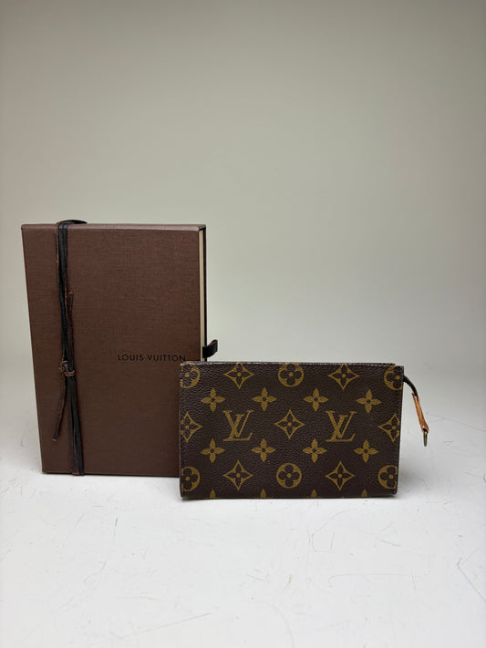 Vintage Louis Vuitton Monogram Canvas Pouch Brown Gold