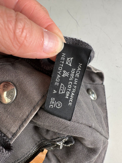 Vintage Hermes Cotton Canvas Tote Grey Silver