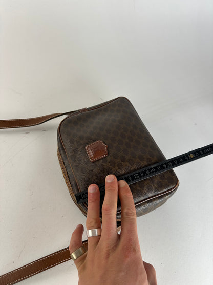 Vintage Celine Paris Triomphe Monogram Leather Shoulder bag Brown