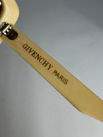 Vintage Givenchy 4G Logo Oversized Sunglasses c. Late 1970s Ivory