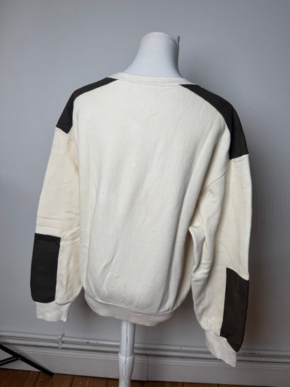 Vintage Courreges Wool Leather Sweater Beige Brown M