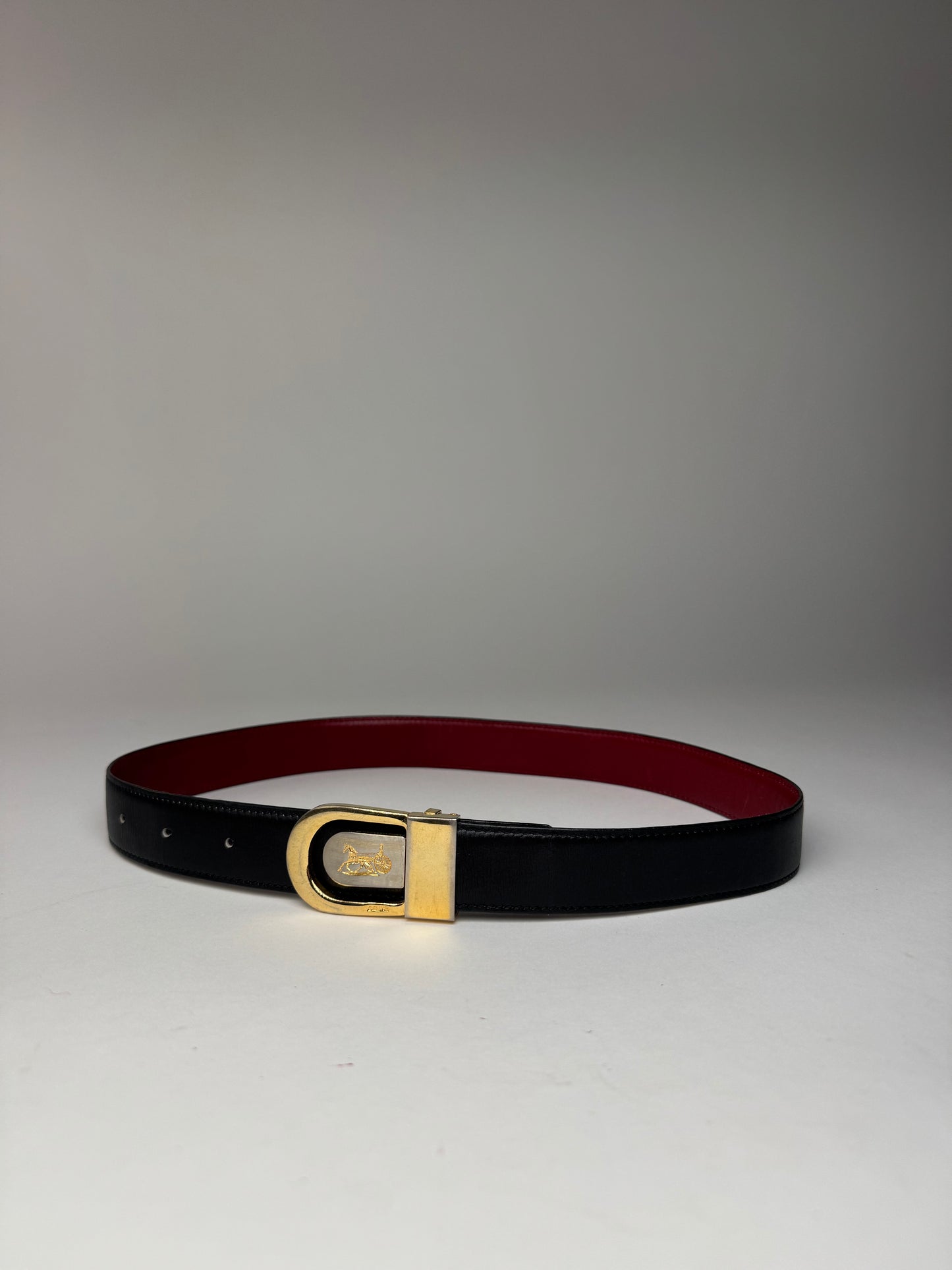 Vintage Celine Paris Leather Belt Black