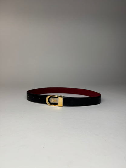 Vintage Celine Paris Leather Belt Black