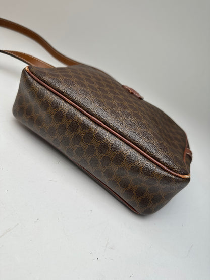 Vintage Celine Paris Triomphe Monogram Leather Shoulder bag Brown
