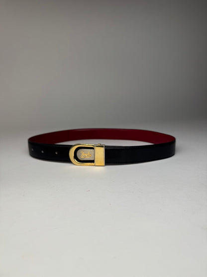 Vintage Celine Paris Leather Belt Black