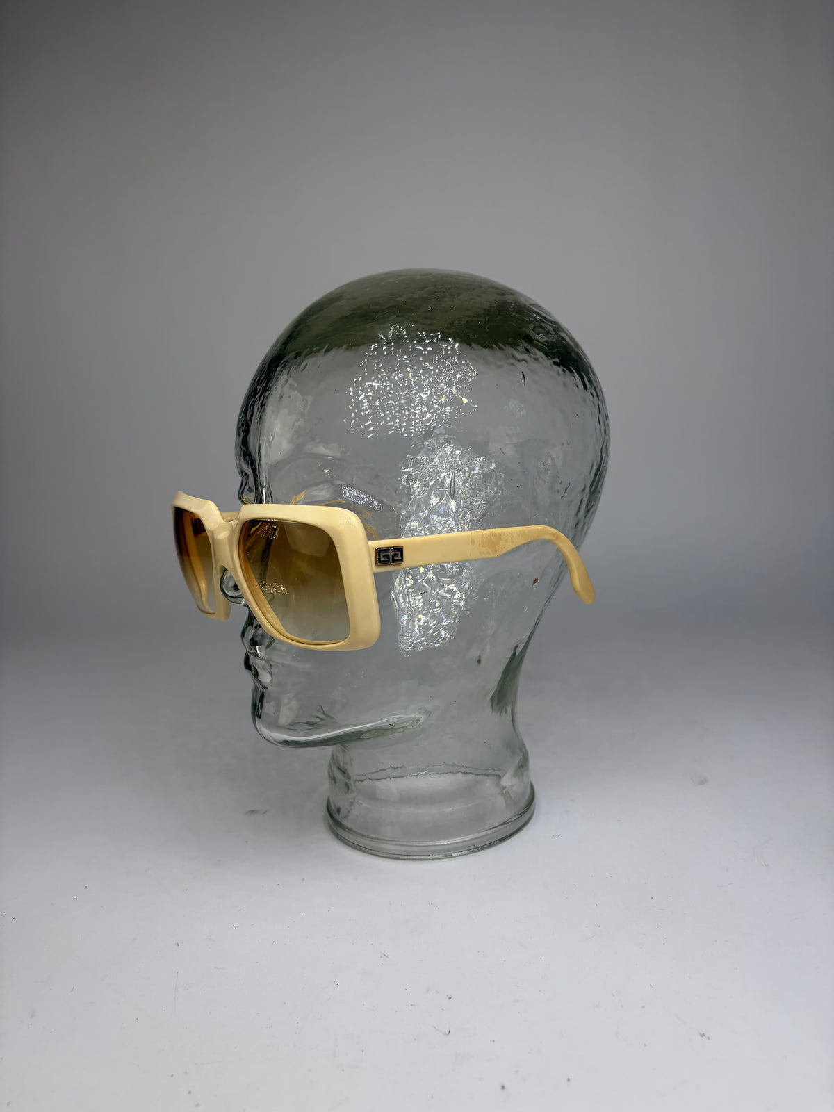 Vintage Givenchy 4G Logo Oversized Sunglasses c. Late 1970s Ivory