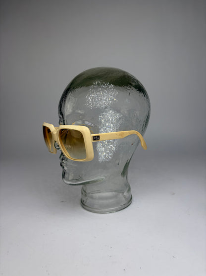 Vintage Givenchy 4G Logo Oversized Sunglasses c. Late 1970s Ivory