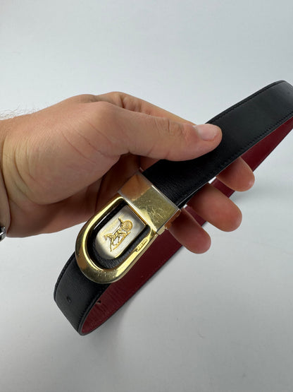 Vintage Celine Paris Leather Belt Black