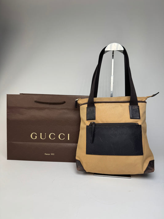 Vintage Gucci Canvas/Leather Handbag Camel Brown