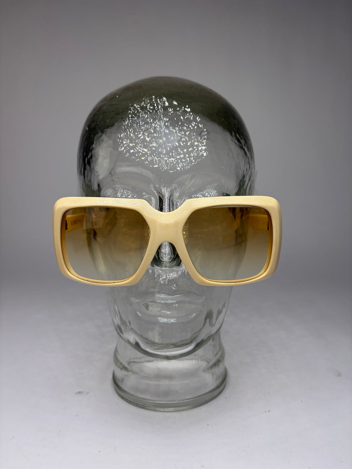 Vintage Givenchy 4G Logo Oversized Sunglasses c. Late 1970s Ivory