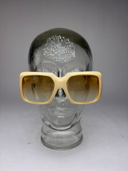 Vintage Givenchy 4G Logo Oversized Sunglasses c. Late 1970s Ivory