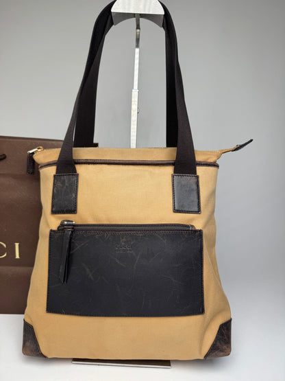 Vintage Gucci Canvas/Leather Handbag Camel Brown